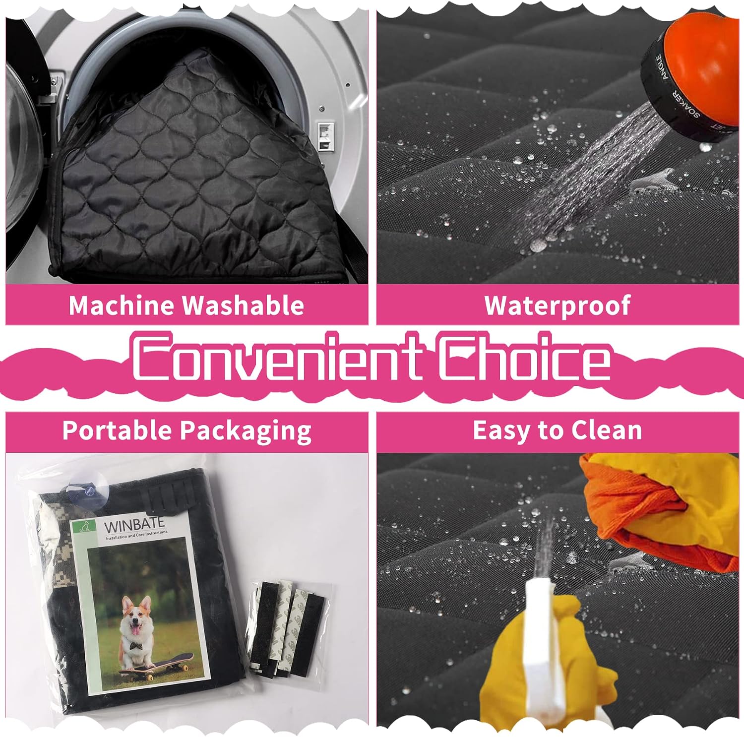 Winbate 2PCS Dog Car Door Protector, 29.5 x 20.47 Car Door Cover Waterproof Scratchproof Nonslip Durable Machine Washable Car Door Protectors from Pet’s Scratching for Cars,Suvs and Trucks