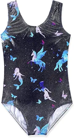 HOZIY Gymnastics Leotards for Girls Toddlers Kids Sleeveless Tumbling Outfits for Dance Print