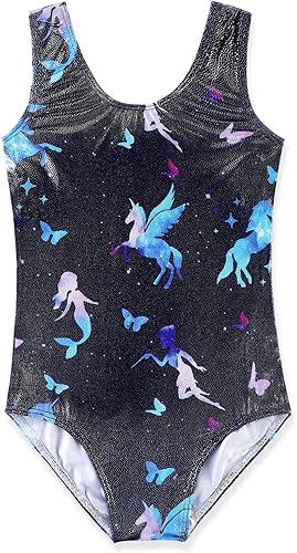 HOZIY Gymnastics Leotards for Girls Toddlers Kids Sleeveless Tumbling Outfits for Dance Print