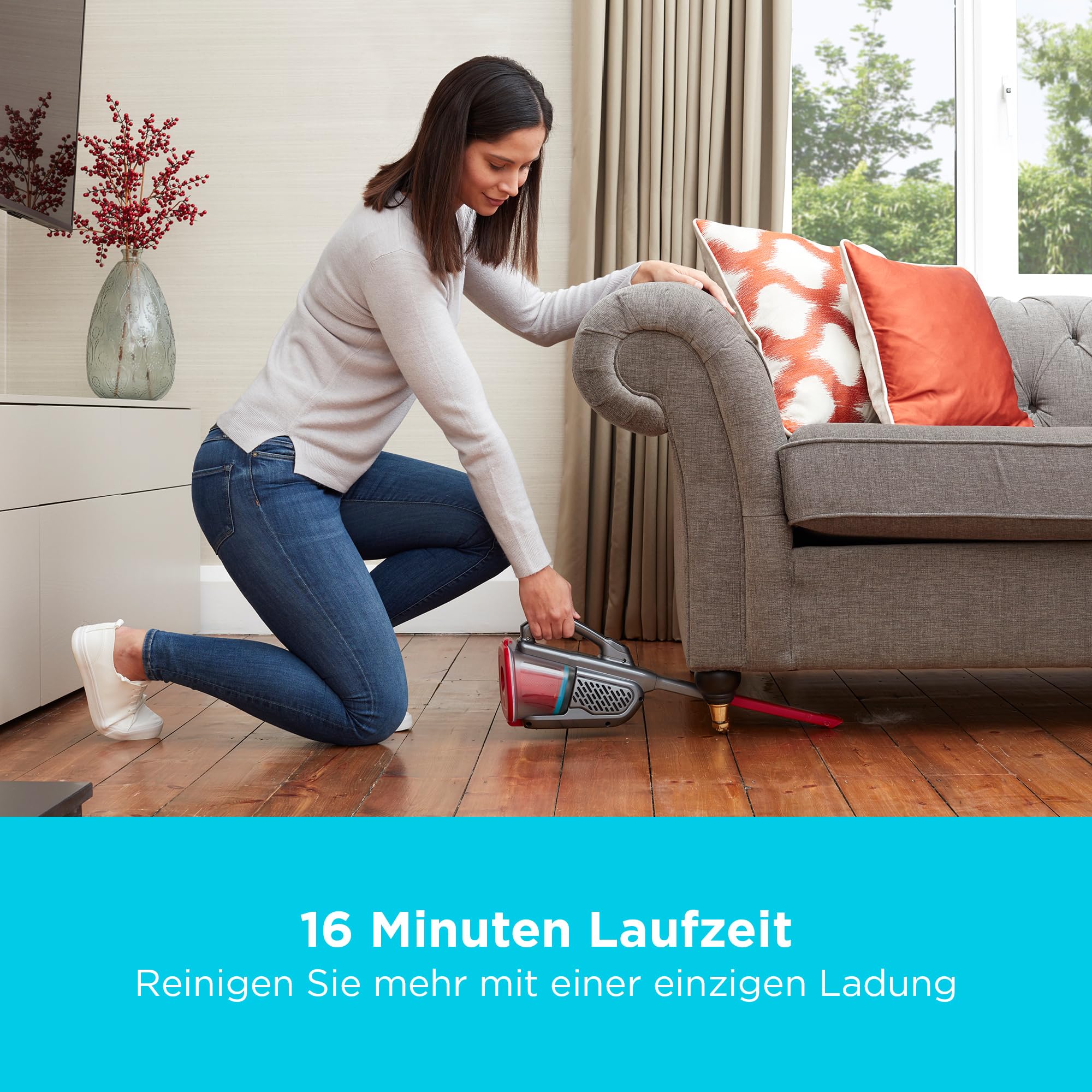 BLACK+DECKER Lithium Dustbuster BHHV315B-QW mit Cyclonic Action – 12V Akku Handstaubsauger mit ausziehbarer Fugendüse & Ladestation – Beutelloser, kabelloser Staubsauger – Lange Saugdüse