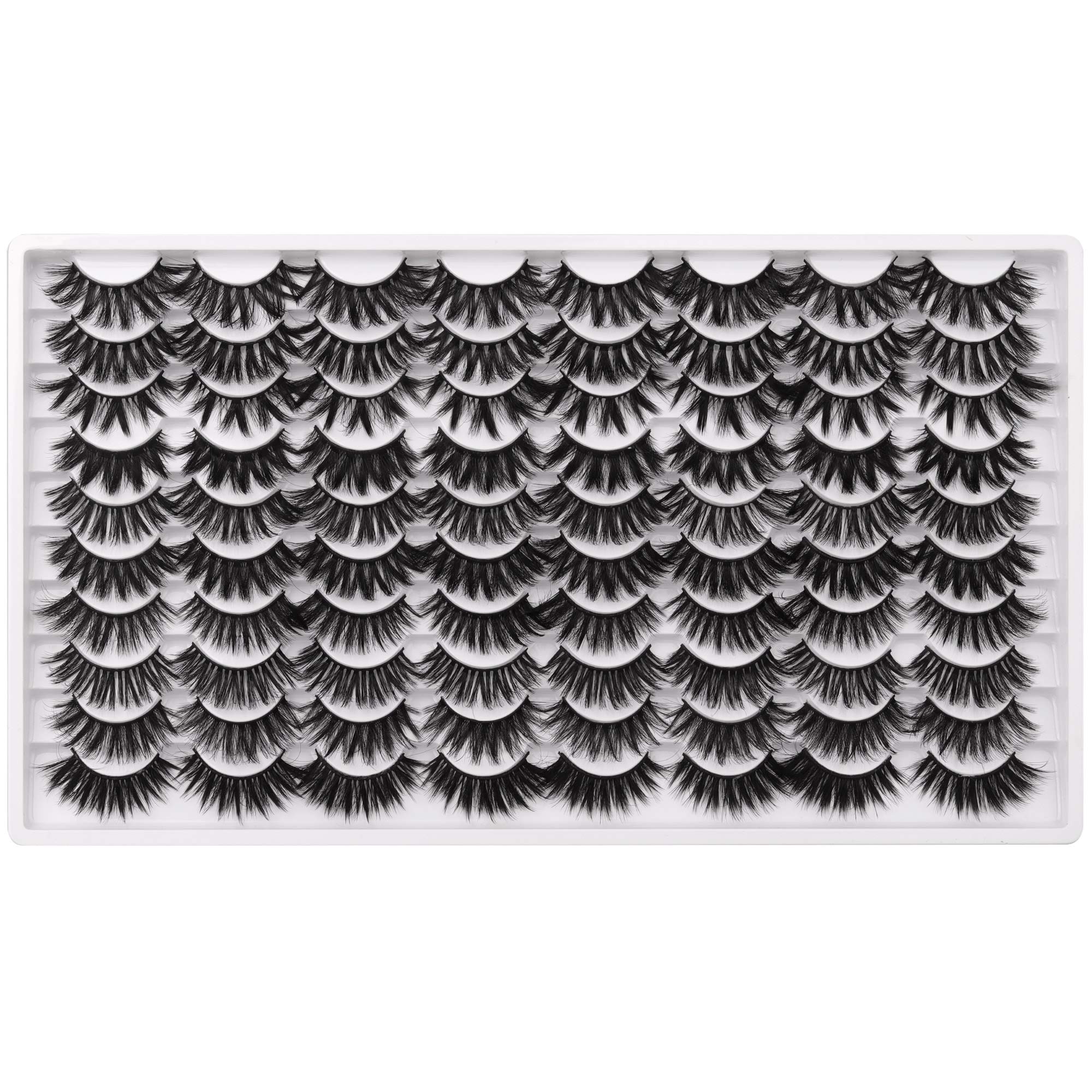 3D Faux Mink Lashes Pack 18mm Fake Eyelashes Wholesale 40 Pairs Eyelashes Fluffy Dramatic Long 10 Styles Mixed Thick Volume Eyelashes by Pawotence