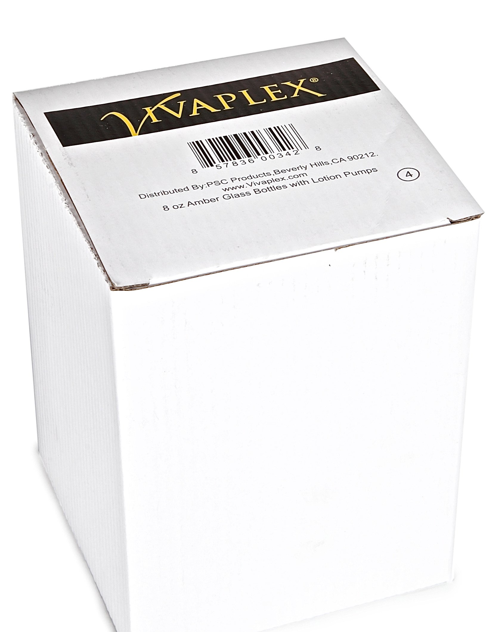 Vivaplex, 4 bottiglie di vetro ambrato vuote con pompe per lozione nera