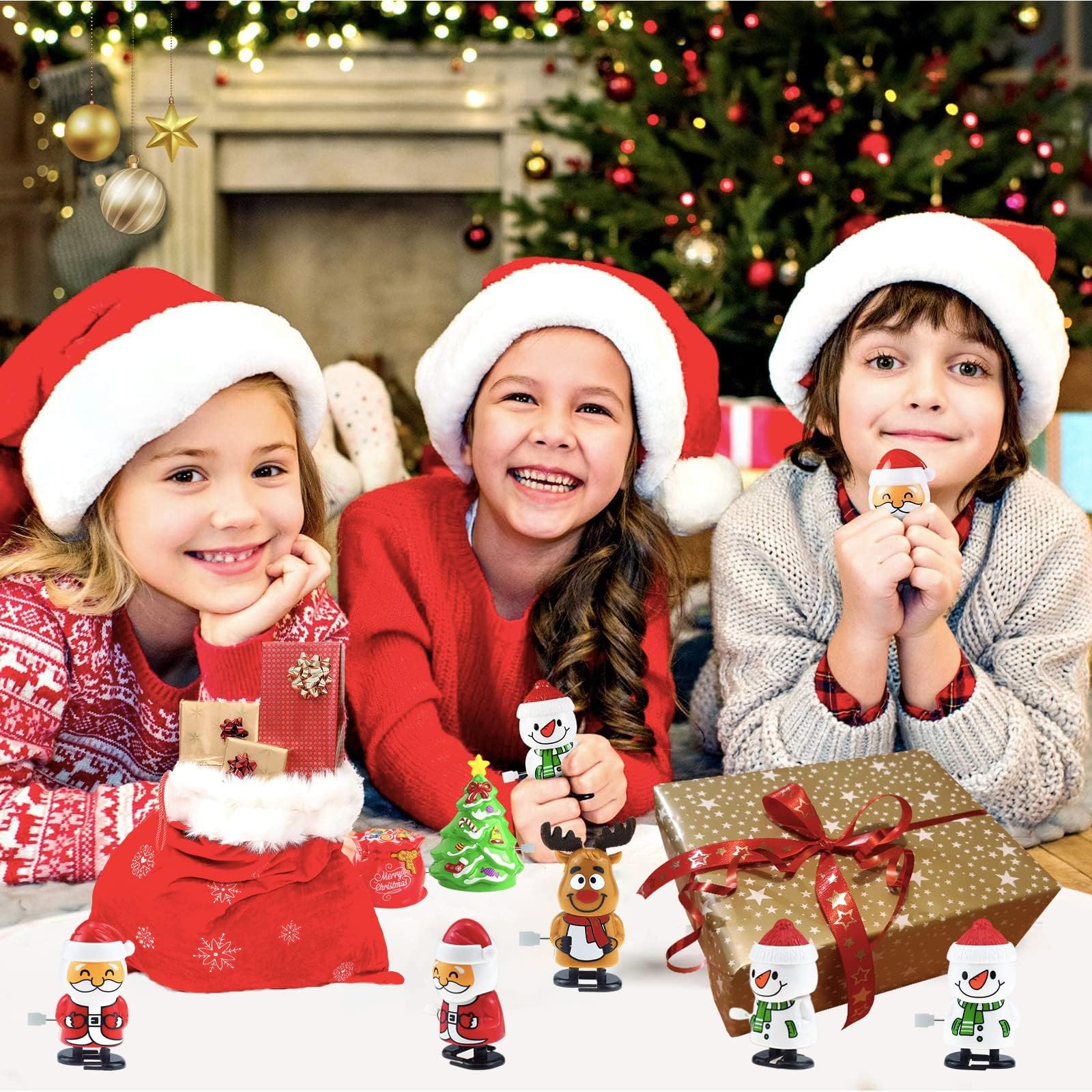 Jouets De Noël à Remonter Prextex Pour Enfants Et Adultes - Père Noël, Arbre, Cerf Et Bonshommes De Neige à Remonter Pour Bas De Noël - Jouets De Noël à Remonter