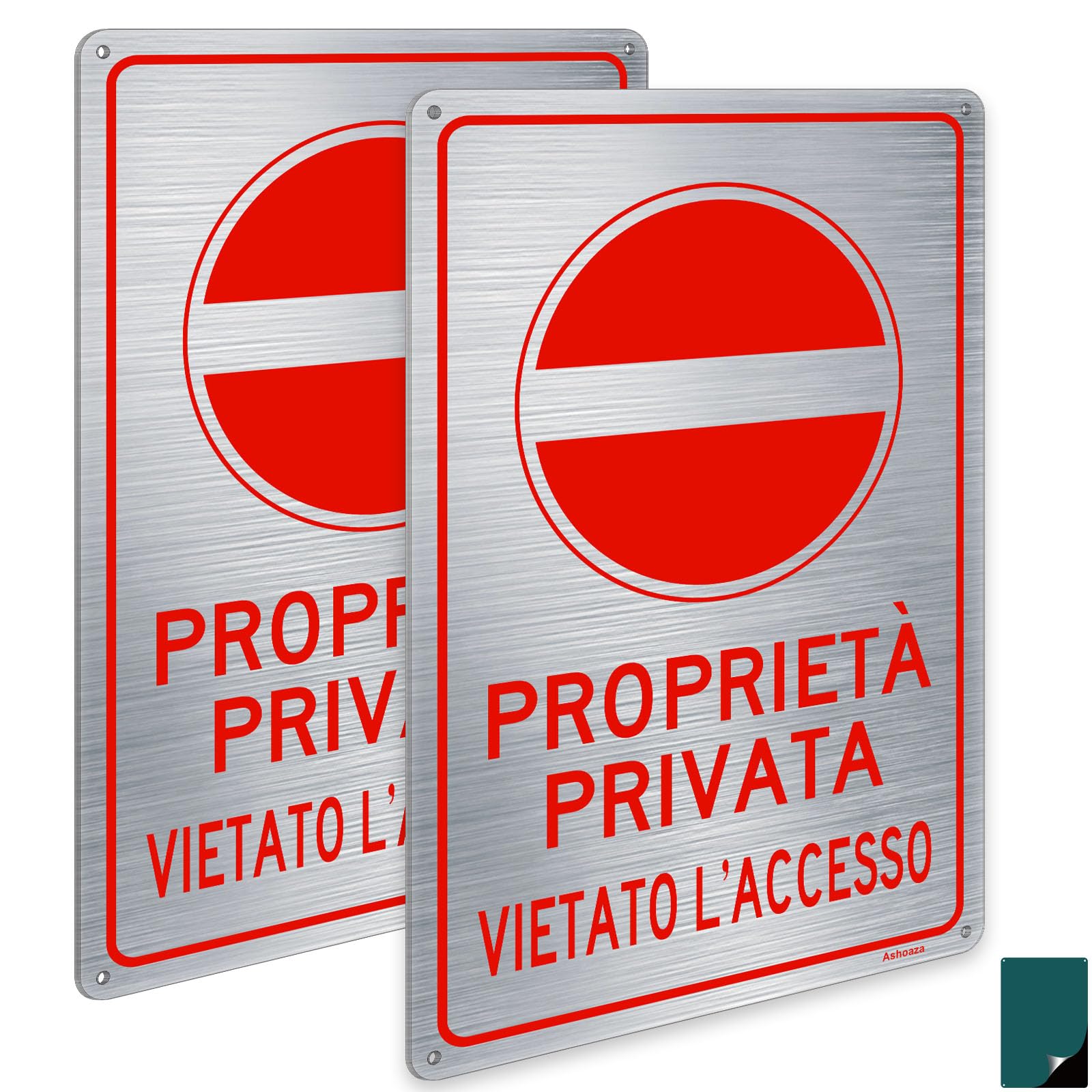 Cartello 'Proprietà Privata Vietato Accesso' In Metallo 40x60 Cm - Kit Con Staffe E Bulloni - Foto 9