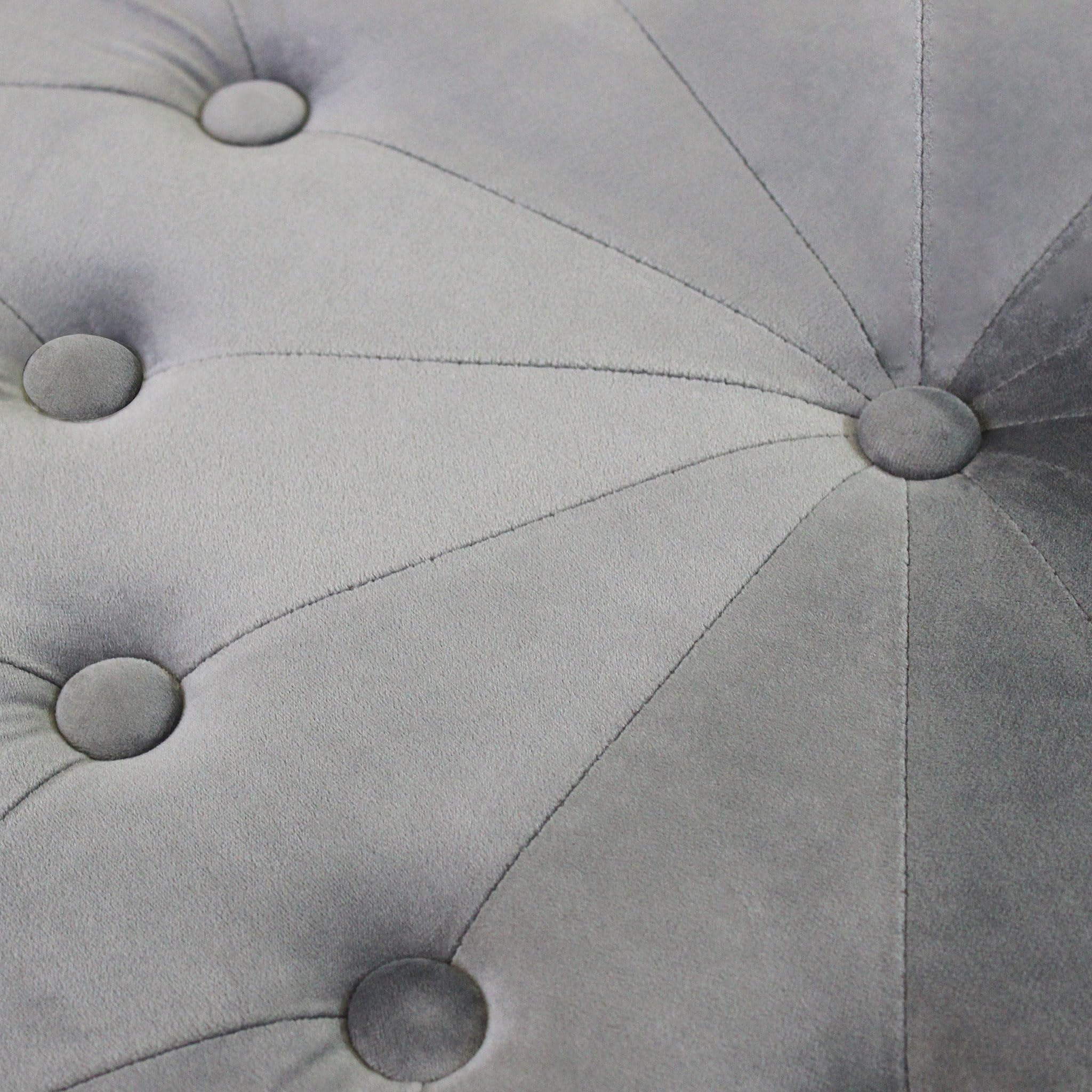 Pouf contenitore rotondo in velluto - PASCAL Grigio Scuro