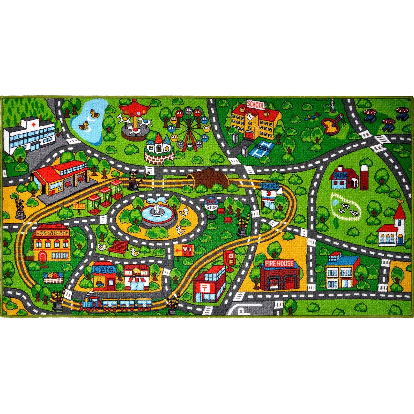 Sharellon Kids Carpet Playmat Rug Amusement Park City Life Kids Rug for Children Playing with
