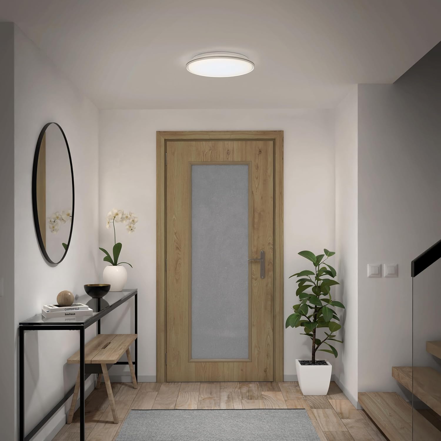 Artika Astrid 30W 16 Inches Integrated LED Flush Mount Ceiling Light with Remote Control, Ideal for Bedroom, Living Room, Kitchen - 2100 Lumens, 2700-5000 Kelvin, Silver