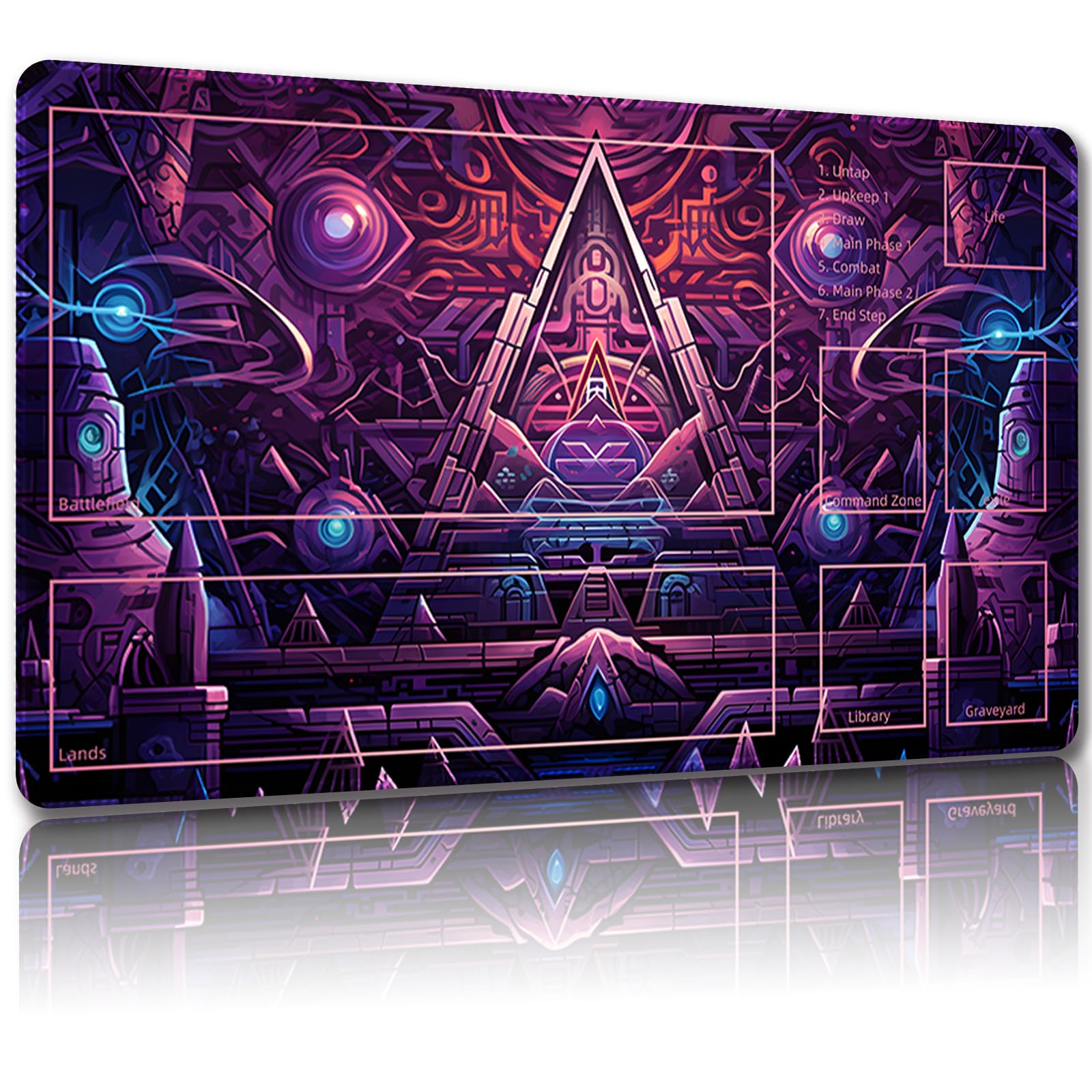 Malqiqi Magic Playmat - 24 x 14 Inches, TCG & Board Game Mat with Zones, Free Storage Bags Included