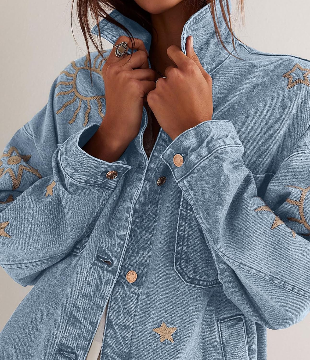 Embroidered Western Denim Shirt 9 Embroidered Western Denim Shirt - Image 9