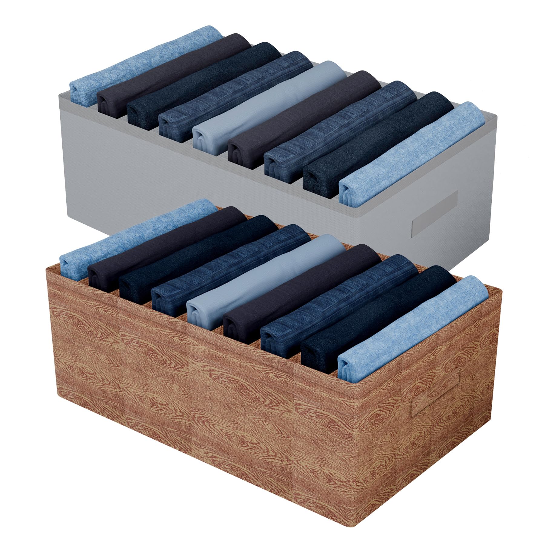 Kuber Industries Trouser Box | 9-Grid Closet Organizer | Clothes Organizer | Storage Box for Pants-Shirt-Sweaters-Bra Panty-Socks | Large | Pack of 2 | Multicolor