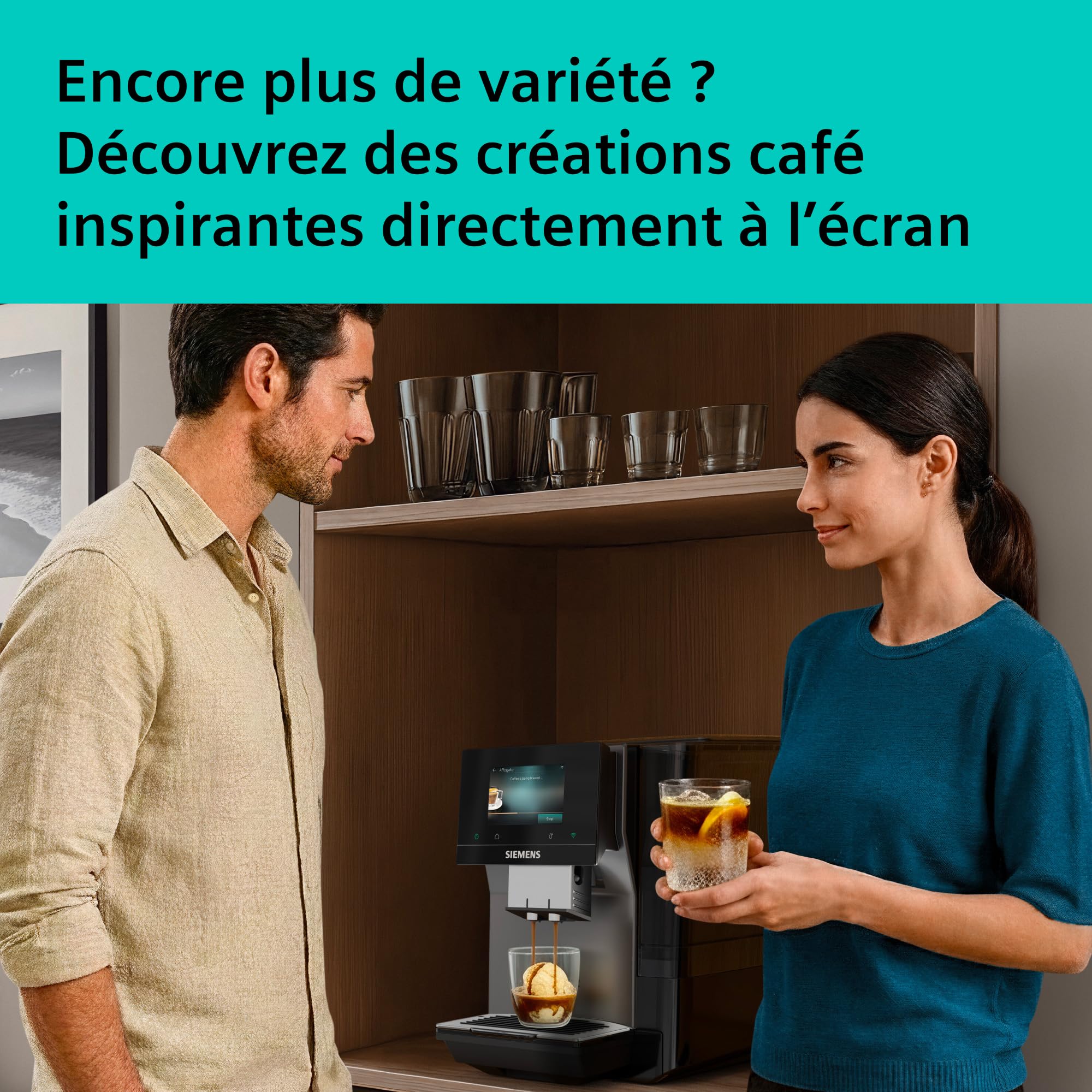 SIEMENS Machine à café entièrement automatique, EQ700 iAroma, écran tactile, Cold Brew et Slow Brew, application Home Appliances, morning haze, TP725E01