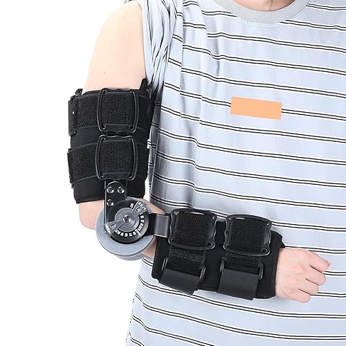Codera, codo ajustable con bisagras, soporte de fractura de brazo estabilizador, protector de férula para mano izquierda y derecha (mano derecha)