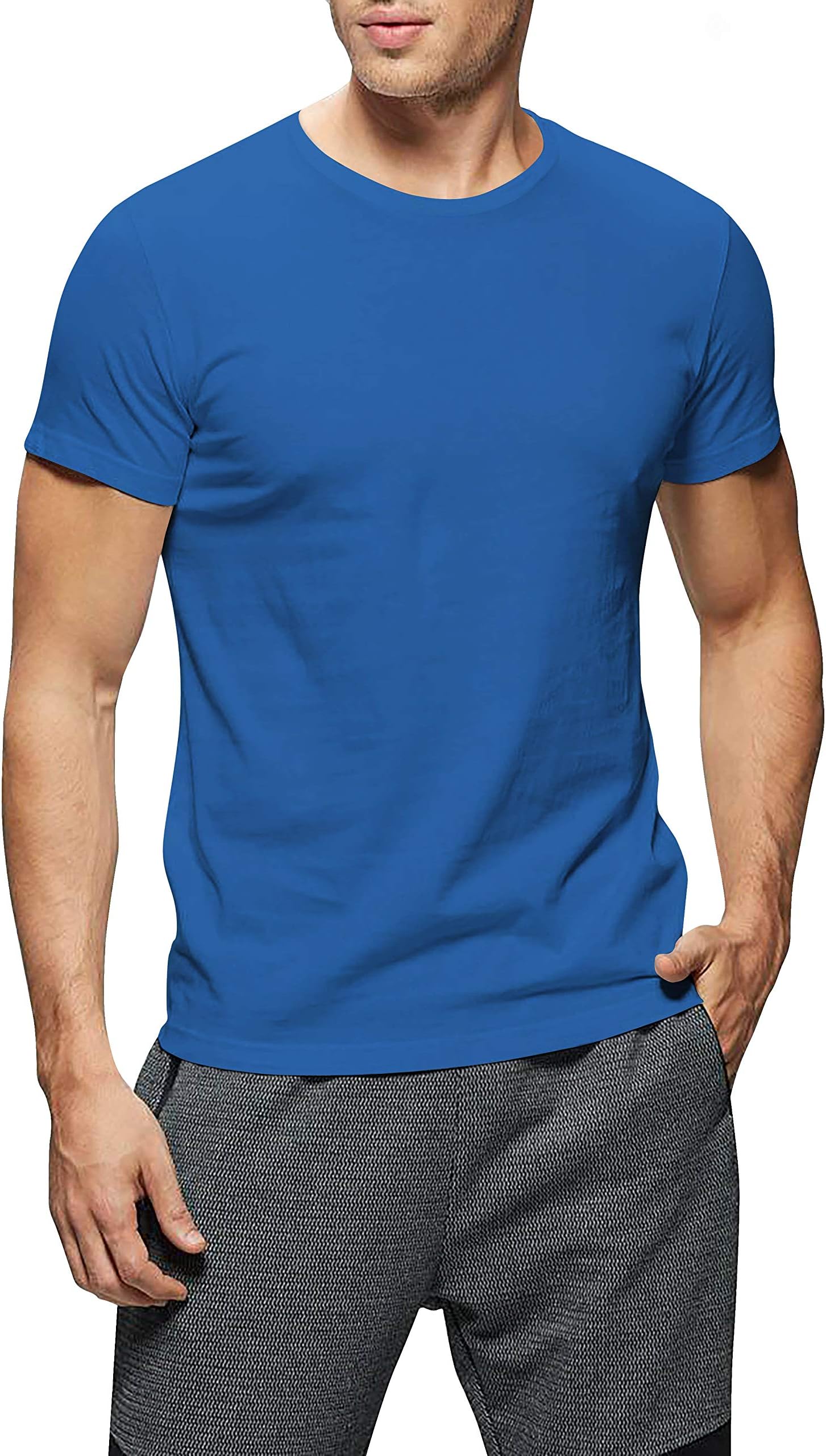 Mens Crew Neck T Shirts Solid Short Sleeve Tee