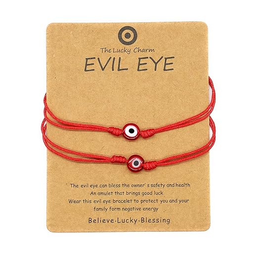 Adjustable Red Black String Blue Evil Eye Bracelets for Women Men Handmade Charm Lucky Bracelets