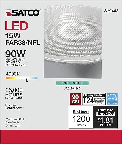 Miniatura 6 de Satco S29443 15 vatios; LED PAR38; 4000 K; cumple con California, paquete de 6