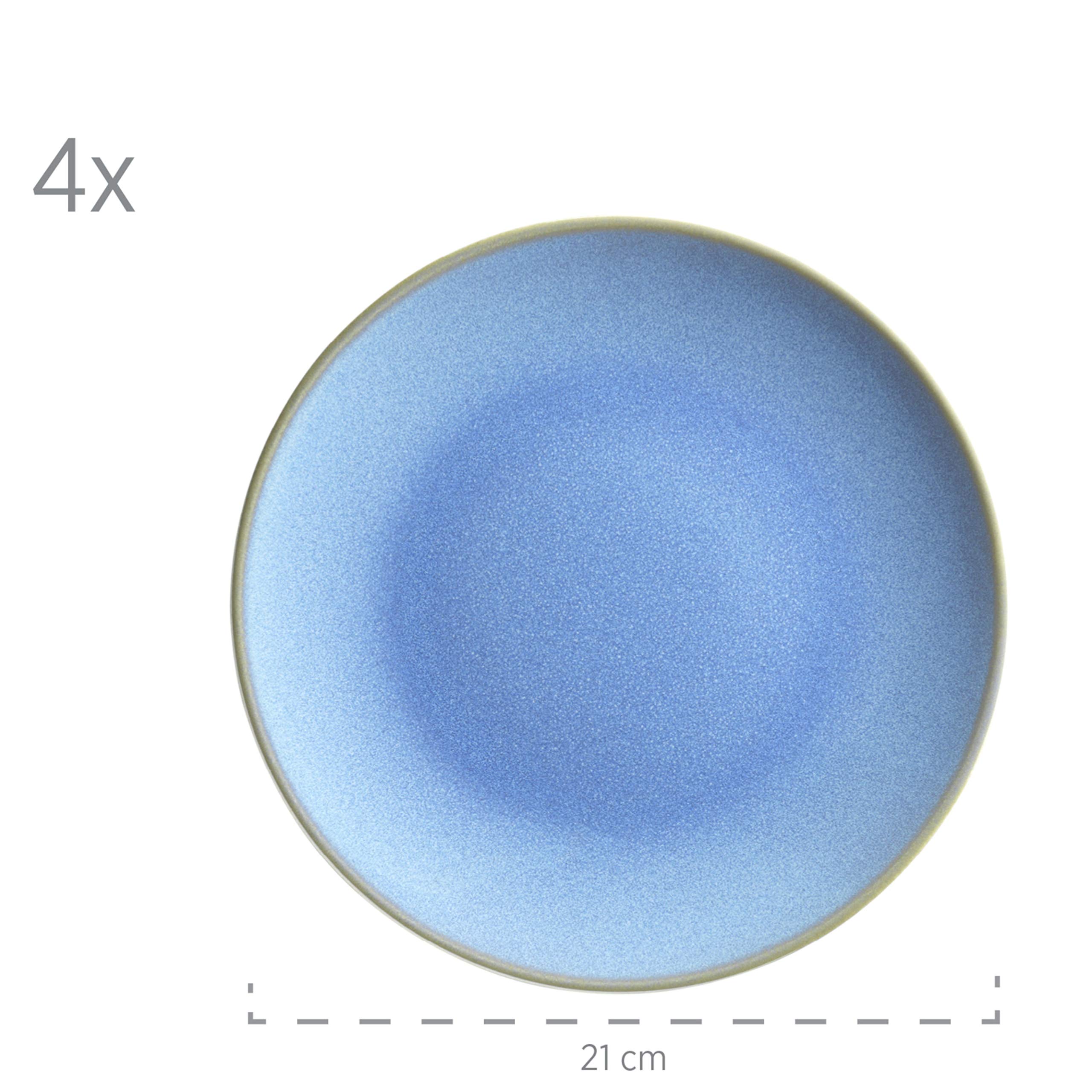 MÄSER 931872 Serie Ossia, Geschirr-Set für 4 Personen im mediterranen Vintage-Look, 16-teiliges Kombiservice in Blau und Sand-Grau, Keramik, Sandgrau/Hellblau