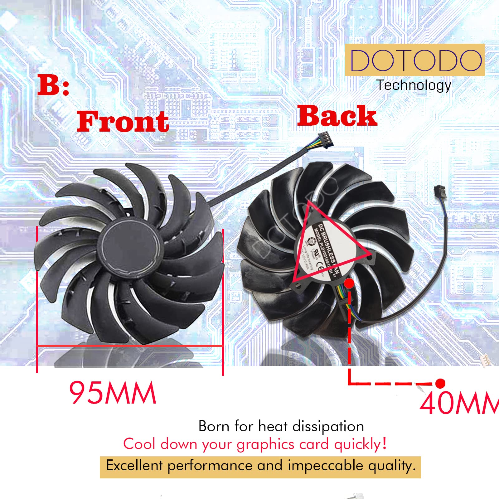 Ventilateur de refroidissement pour carte graphique PLD10010S12HH 95 mm DC12 V 0,40 A RTX3060 RTX3070 VGA pour MSI RTX 3070 3060 3060Ti VENTUS 2X OC