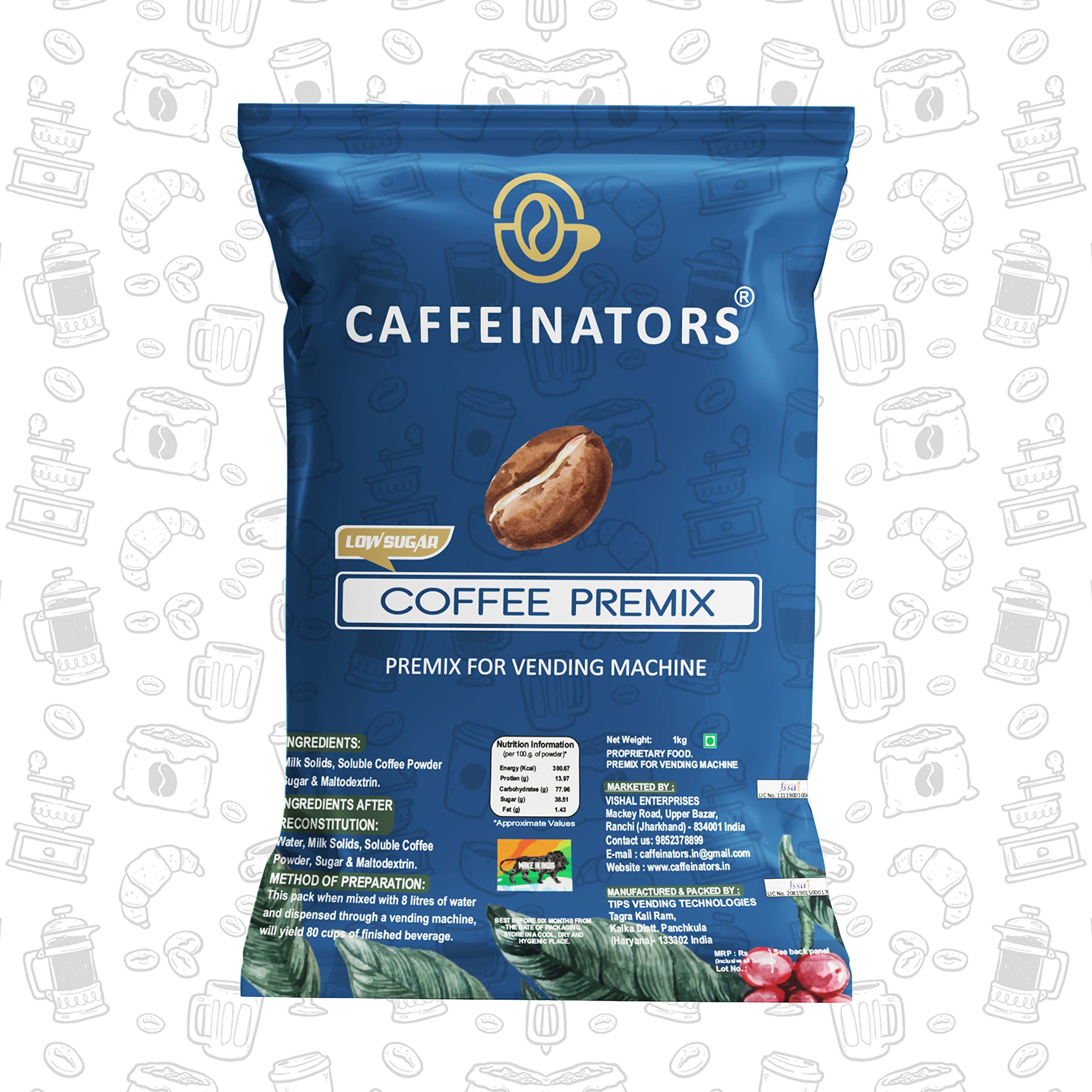Caffeinators Low Sugar Coffee Instant Coffee & Instant Powder Premix Incredibly Authentic | Strong Coffee | Instant Coffee Premix Strong Coffee 1Kg