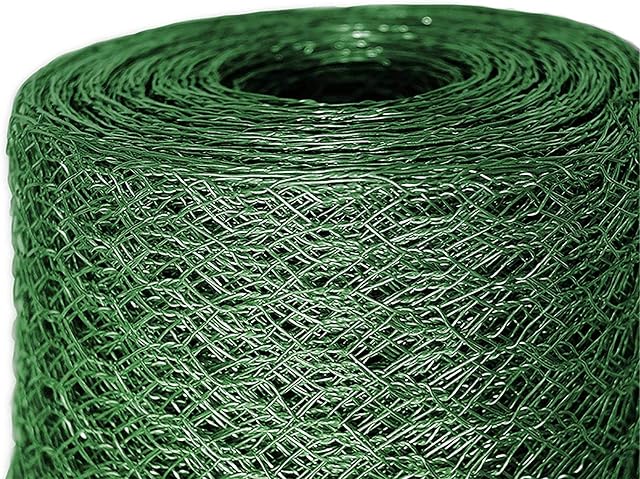 garden mile® Galvanised PVC Coated Chicken Wire Mesh Rabbit Animal Fence Steel Metal Garden Wire Mesh Netting Boundary Fencing Pest Control (5m x 0.6m x 25mm - PVC Coated)
