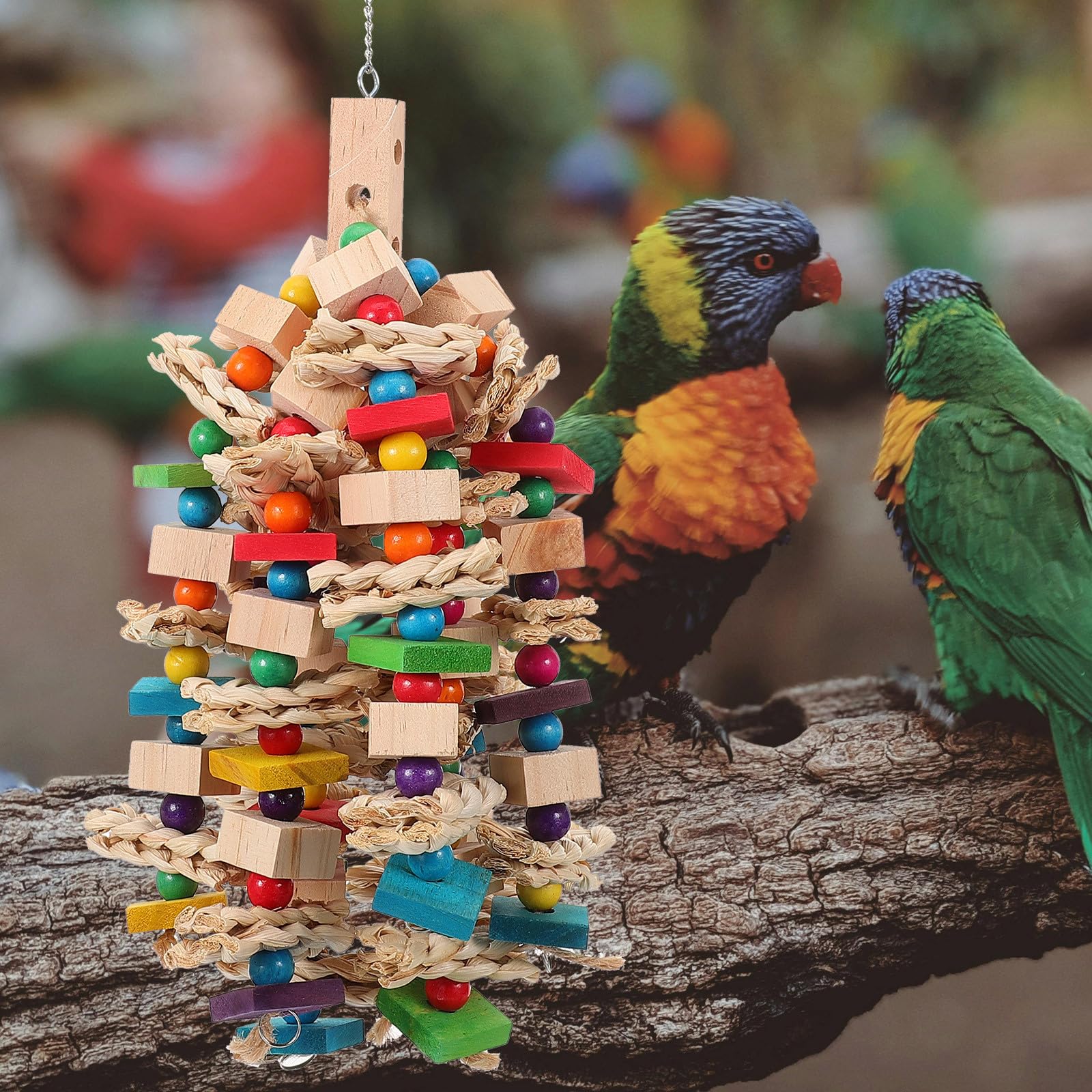 Hohopeti Vogelspielzeug für Papageienkäfige und Baumwollseil Hängendes Kauspielzeug mit Verschleißfester Oberfläche zur Beschäftigung von Vögeln im Käfig