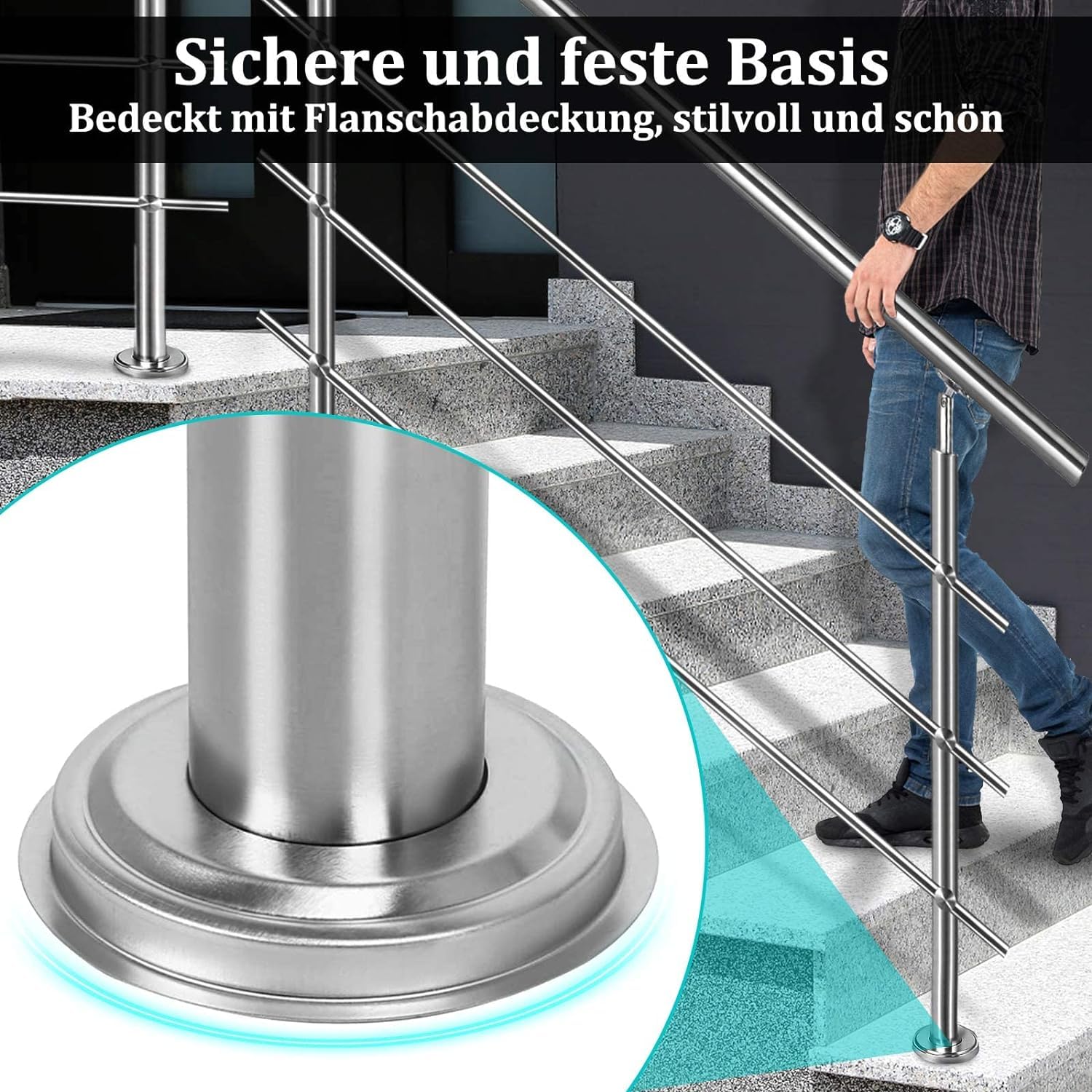 Trapleuning rvs schuine wand trap CL
