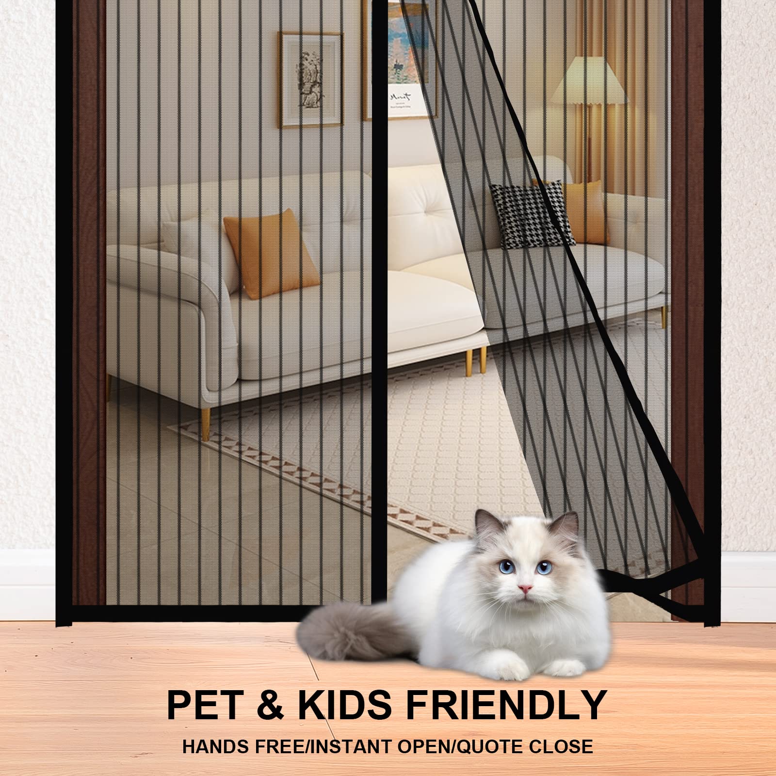 Zanzariera Magnetica Per Porte 150x225 Cm - Grigio, Anti Insetti Con Nastro Adesivo - Foto 4