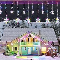 Vista 15 de Aulanto Christmas Snowflake Lights, 14 Drops Cool White 11.48FT 168 LED Icicle Lights Waterproof with 8 Modes, Connectable for Eaves, Windows