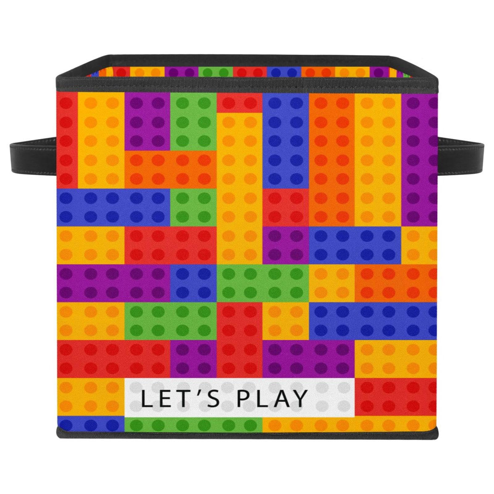 Boîte de rangement pliable cube en tissu Let's Play coloré
