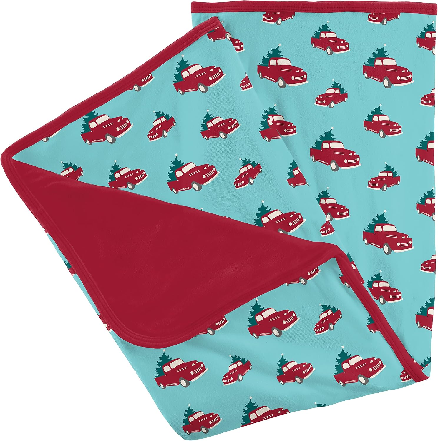 KicKee Pants Print Stroller Blanket, Supreme Softness for an Ultimate Baby Blanket, Viscose from Bamboo Fabric, Comfortable Security Blanket (Iceberg Trucks and Trees - One Size)