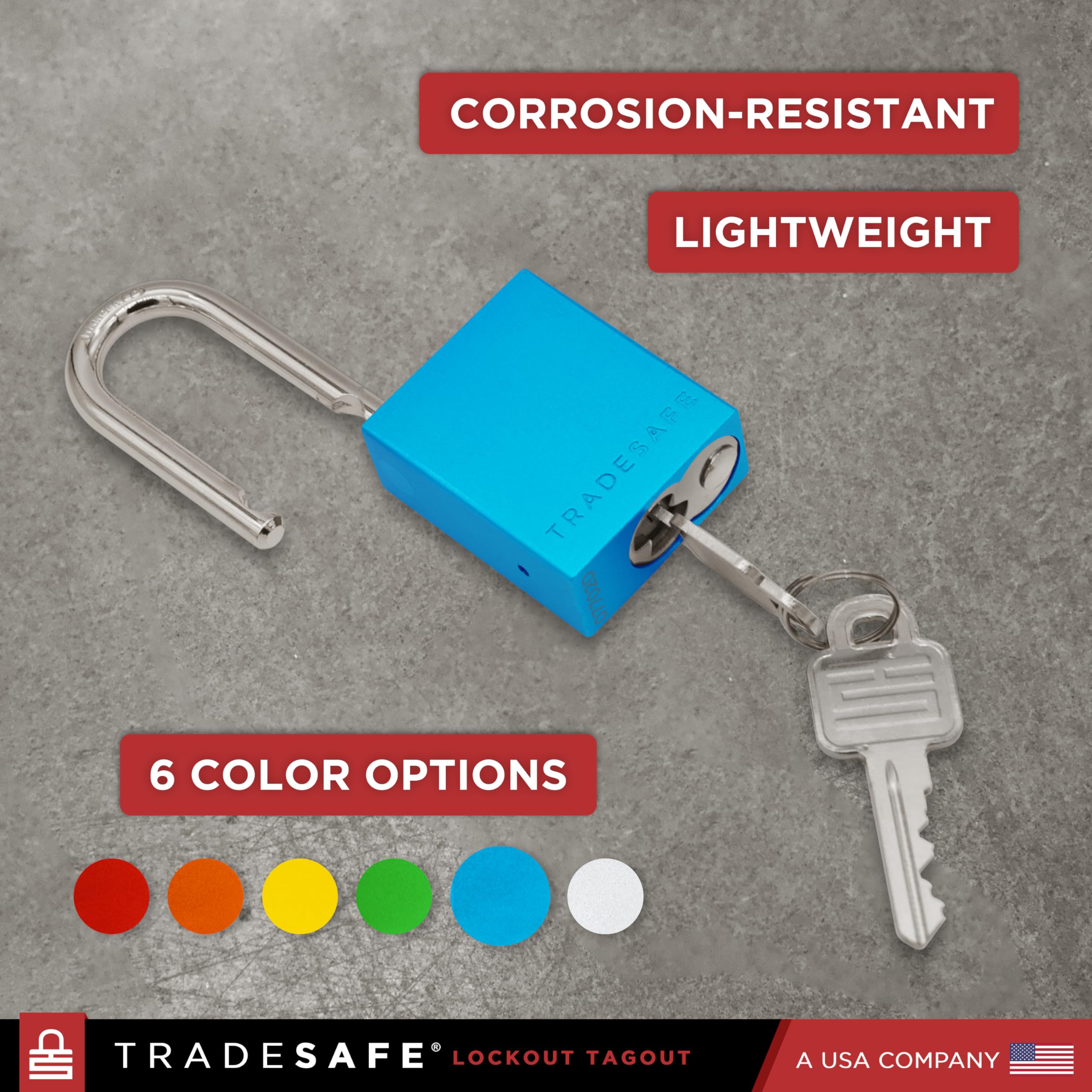 TRADESAFE Juego de cerraduras de bloqueo – 10 cerraduras Loto de aluminio azul, candados con diferentes candados de etiqueta, 2 llaves por candado de bloqueo, cumple con OSHA