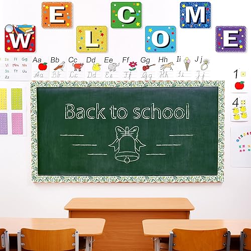 Miniatura 3 de Borde de eucalipto de 59 pies, calcomanía bohemia para tablero de anuncios, pizarra de aula, decoración de pared, decoración de bordes tropicales,