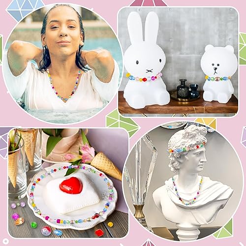 Miniatura 8 de 636 cuentas de vidrio para hacer joyas, cuentas de cristal coloridas de arco iris con cuentas sueltas, cuentas brillantes, agujero perforado para