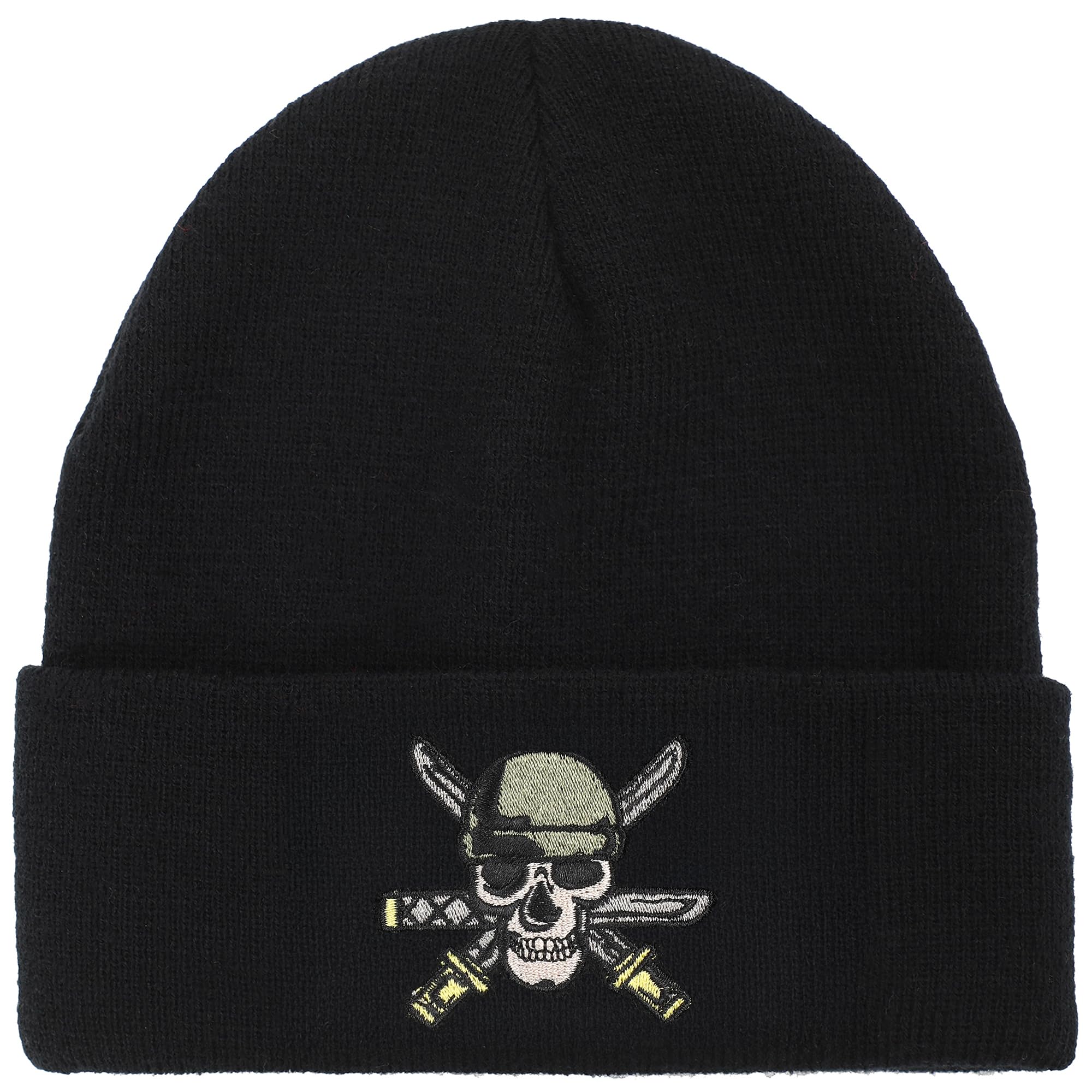 Bioworld One Piece Anime Jolly Roger Logo Knitted Black Cuff Beanie