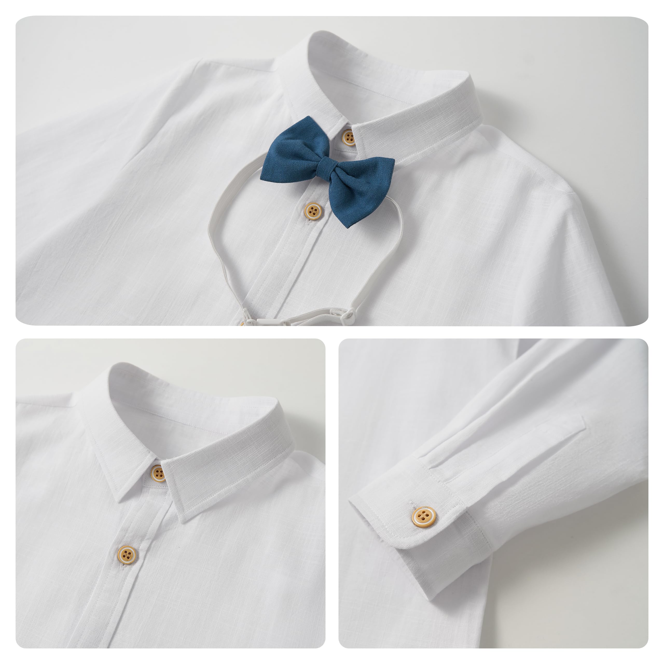 LOLANTA 4PCS Traje de Boda para PAJE Niño, Conjunto de Chaleco y Pantalón Lino para Niños, Ropa de Bautizo Ceremonia Fiesta, Chaleco+Pantalón+Camisa+Pajarita