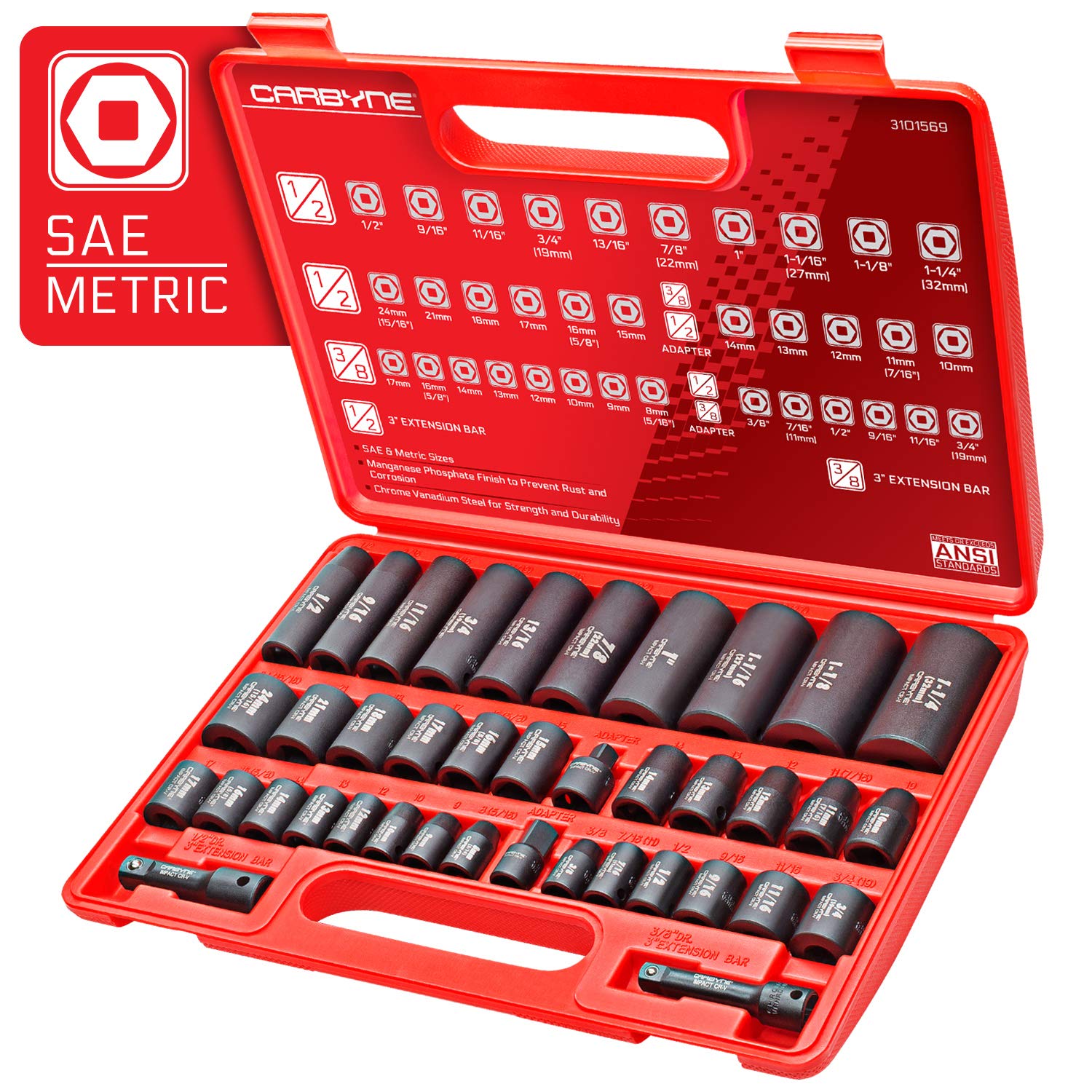 Carbyne Jeu de 40 douilles à choc, Outillage