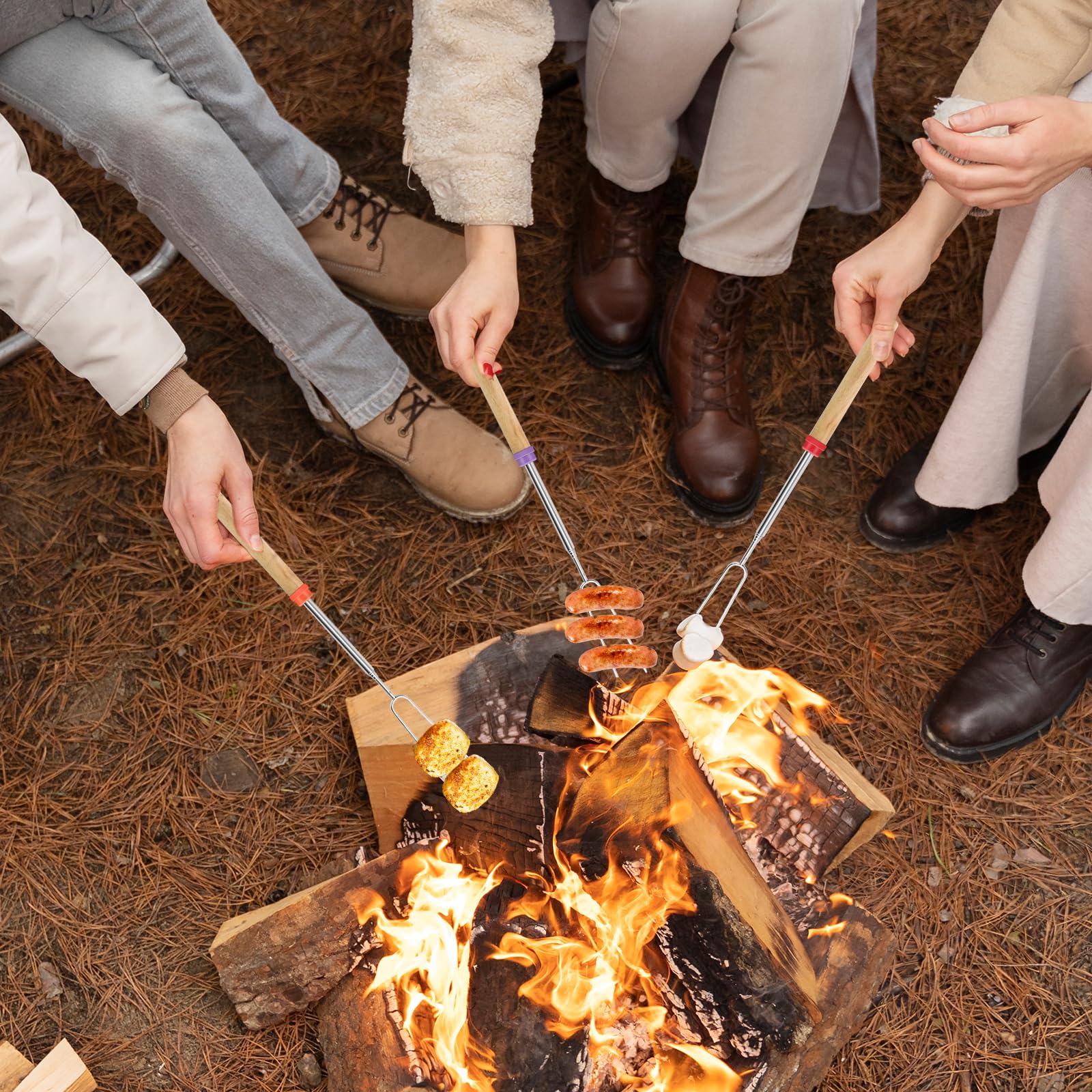 Lot De 8 Brochettes Télescopiques En Acier Inoxydable, Réutilisables