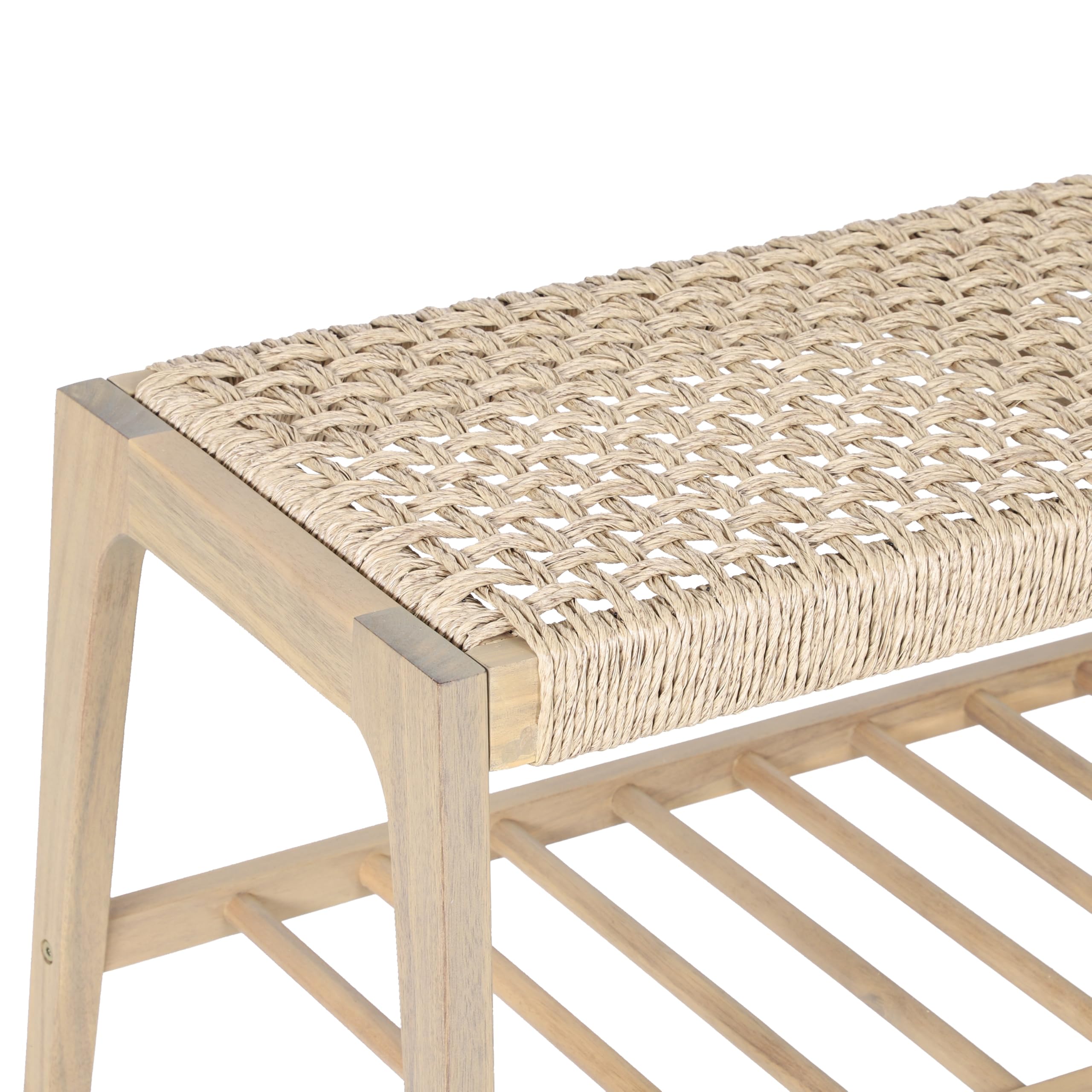 BAÏTA Banc intérieur et extérieur HUKA en Bois d'acacia et Osier