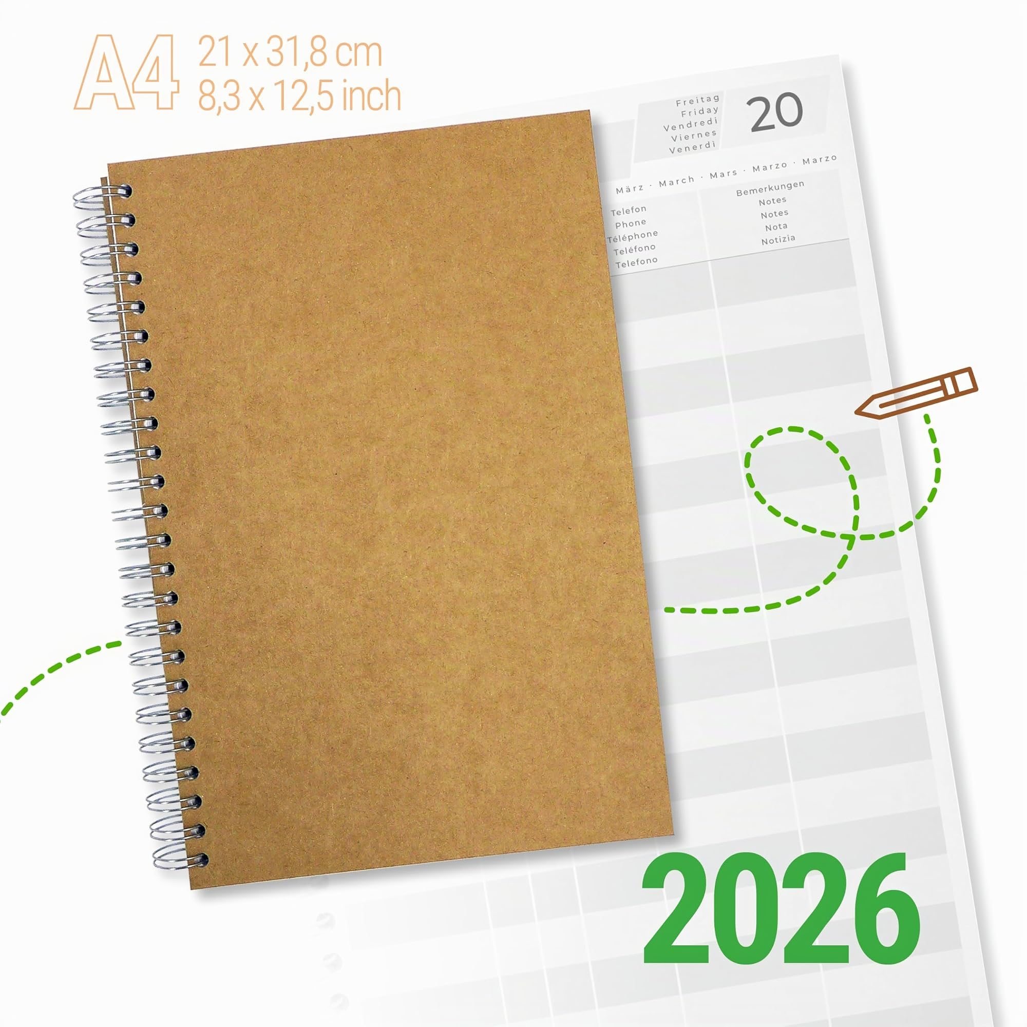 Livre de réservation 2026, format A4, pour restaurants, pensions et appartements, planification des chambres et calendrier des réservations