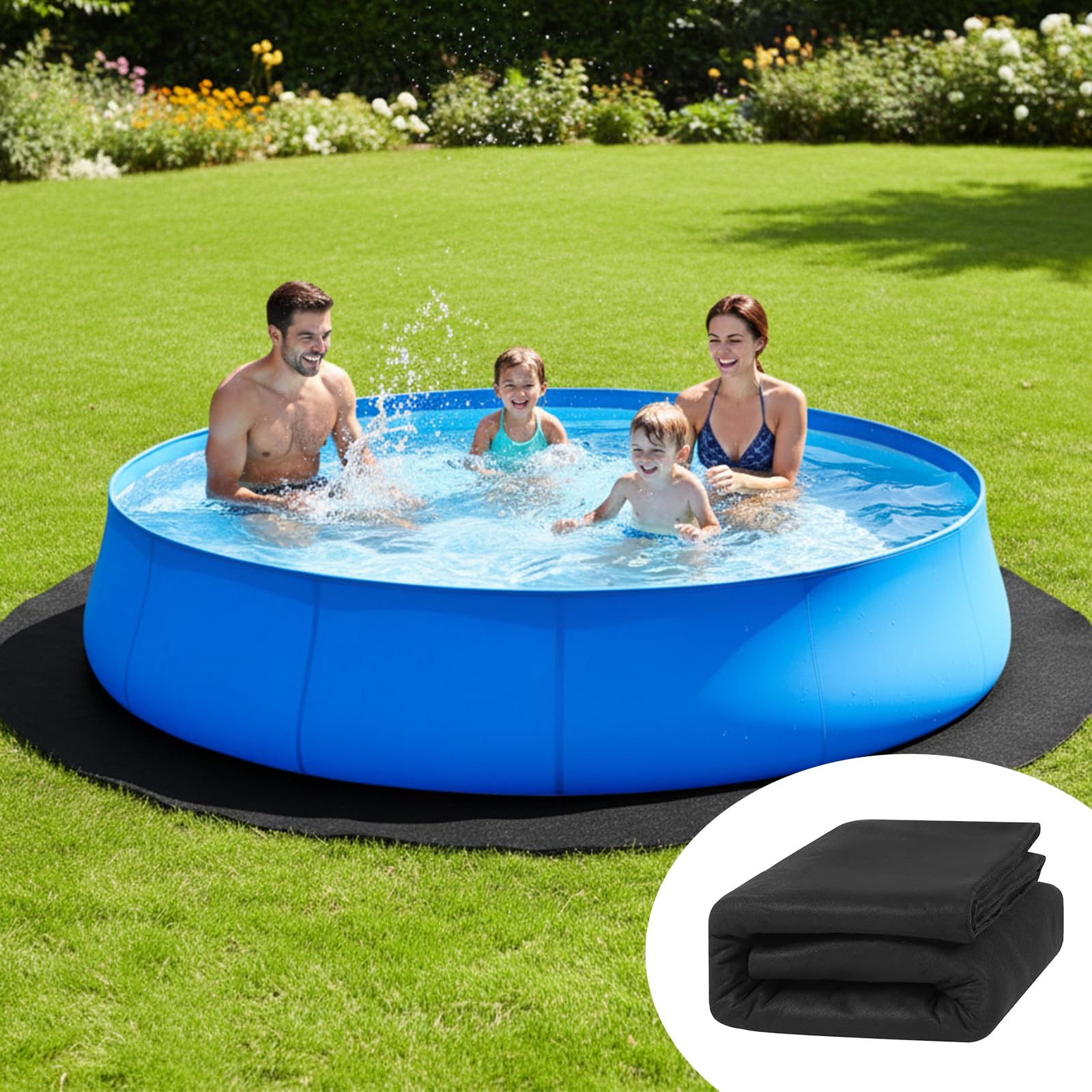 Tapis De Sol Rond pour Piscine – sous-Couche De Protection en Feutre pour Piscine Hors-Sol, Tapis De Protection Antiperforation pour Spa Gonflable Et Pataugeoire, Protection De Fond Résistante