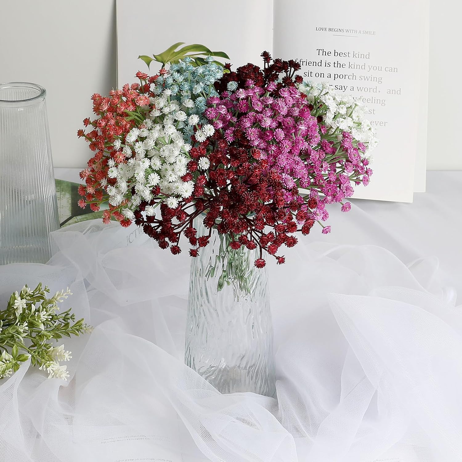 Baby's Breath Artificial Flowers, Maroon/Burgundy, 18pcs image 5