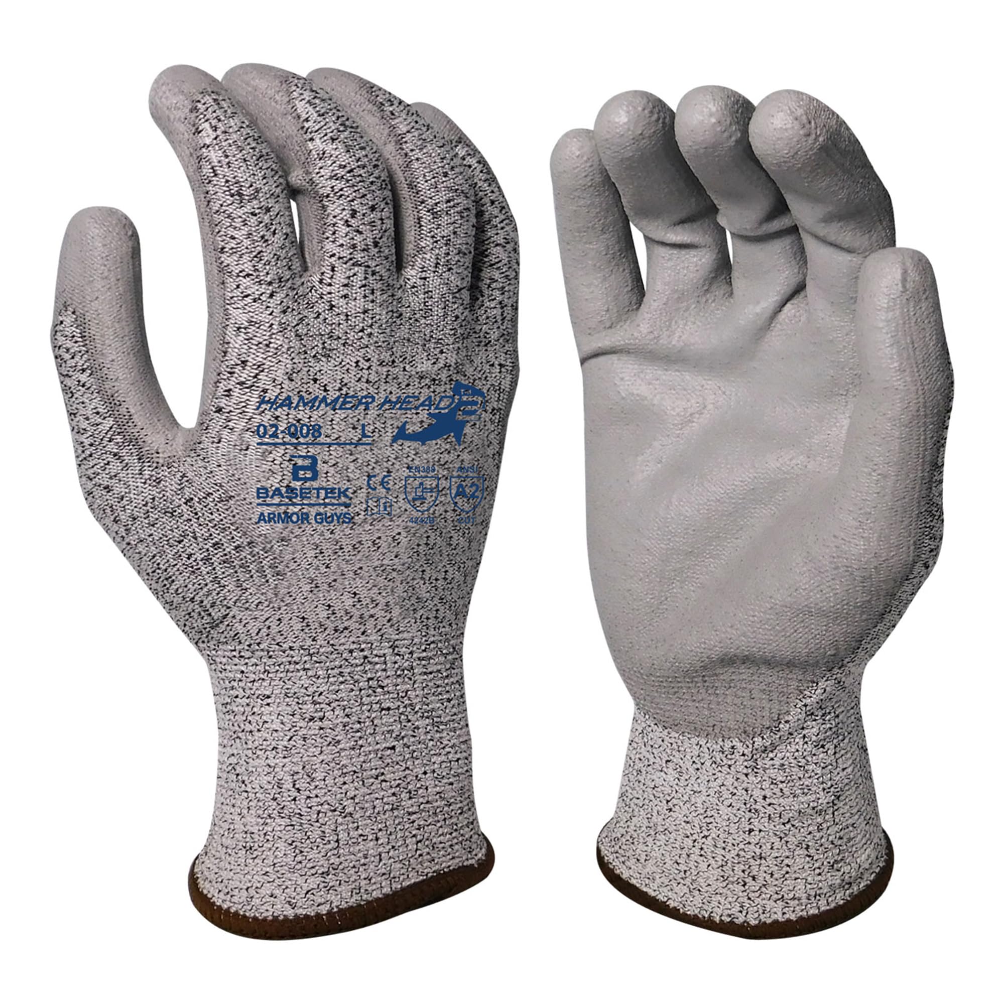 Armor Guys Hammer Head 3 Basetek Protective Work Gloves - Women and Mens Work Gloves with HDPE A3 Basetek Liner - L, 3/pair