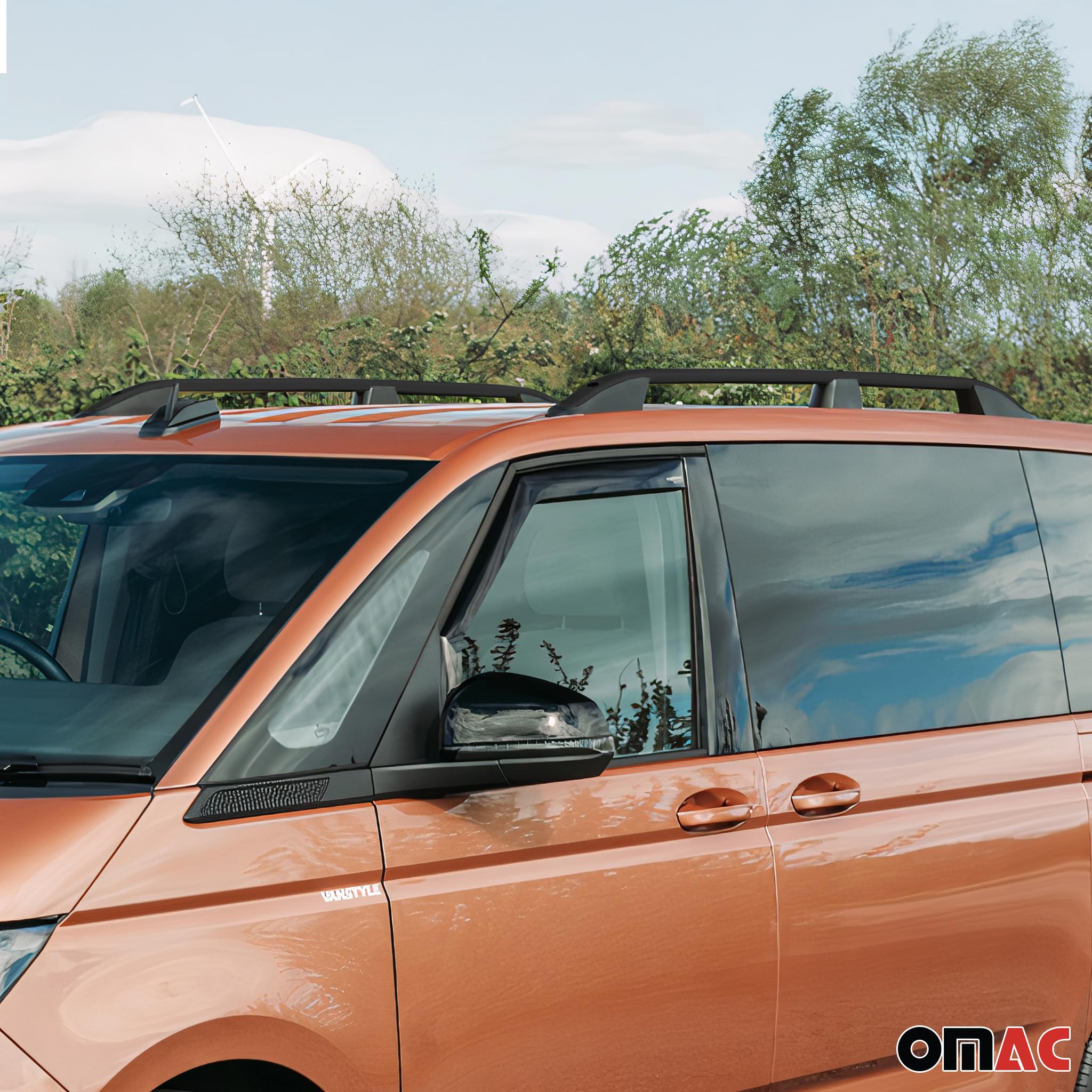 OMAC Relingi Dachowe Relingträger kompatybilny z VW T7 Multivan 2021-2026 Aluminium Czarny 2 Szt