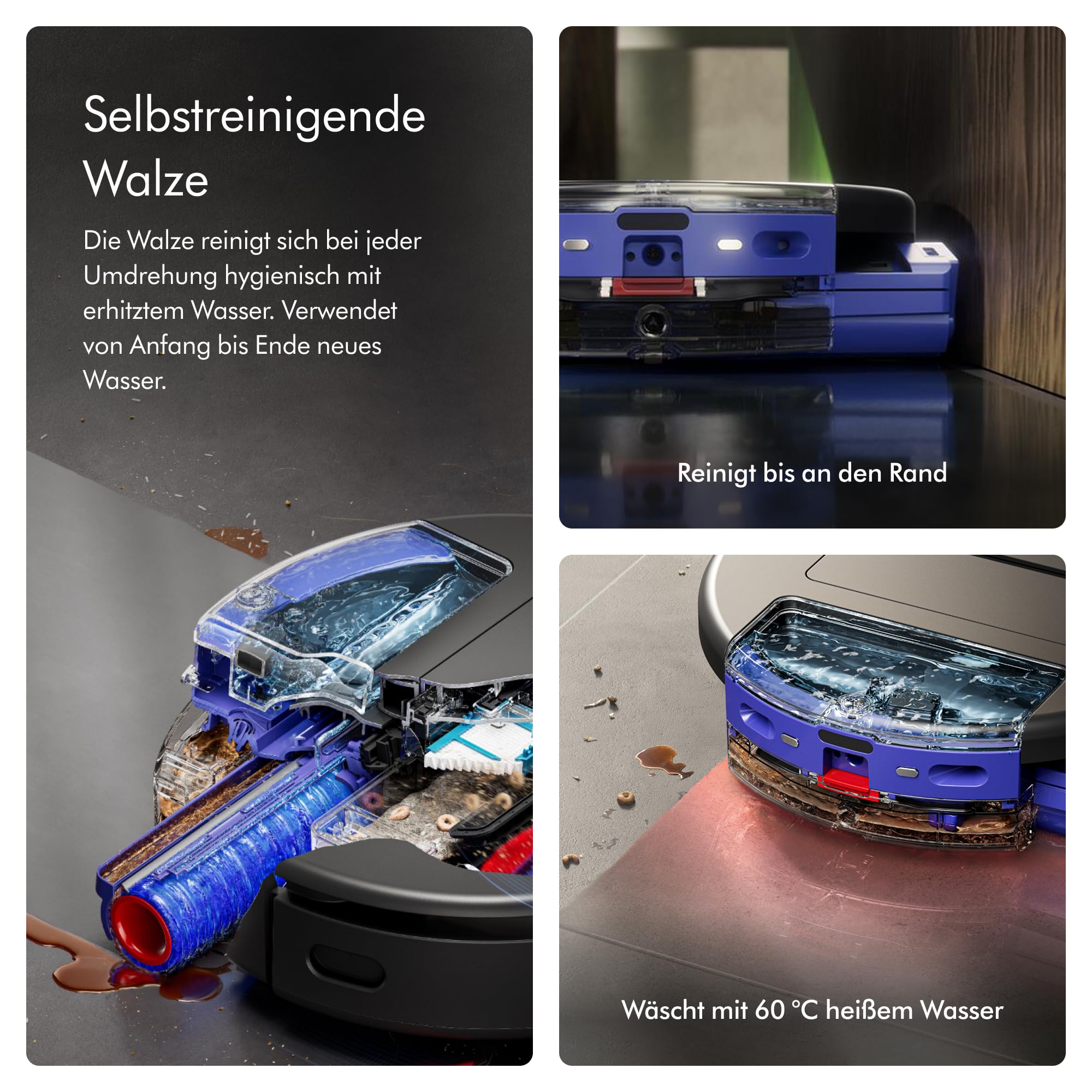 Dyson Spot+Scrub™ AI Nass- und Trocken-Roboterstaubsauger Selbstentleerung Selbstreinigende Nasswalze 4-fache Teppich-Saugkraft KI-Fleckenentfernung Schwarz/Blau