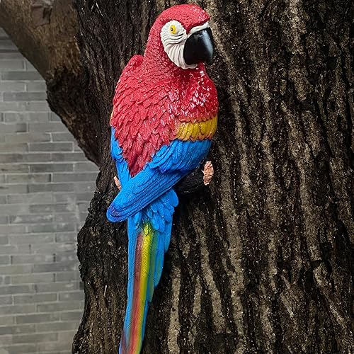 Miniatura 4 de Loros abrazadores de árboles, escultura de guacamayo de jardín, hermosa decoración artística colgante de árbol mirador de pájaro adorno para patio,