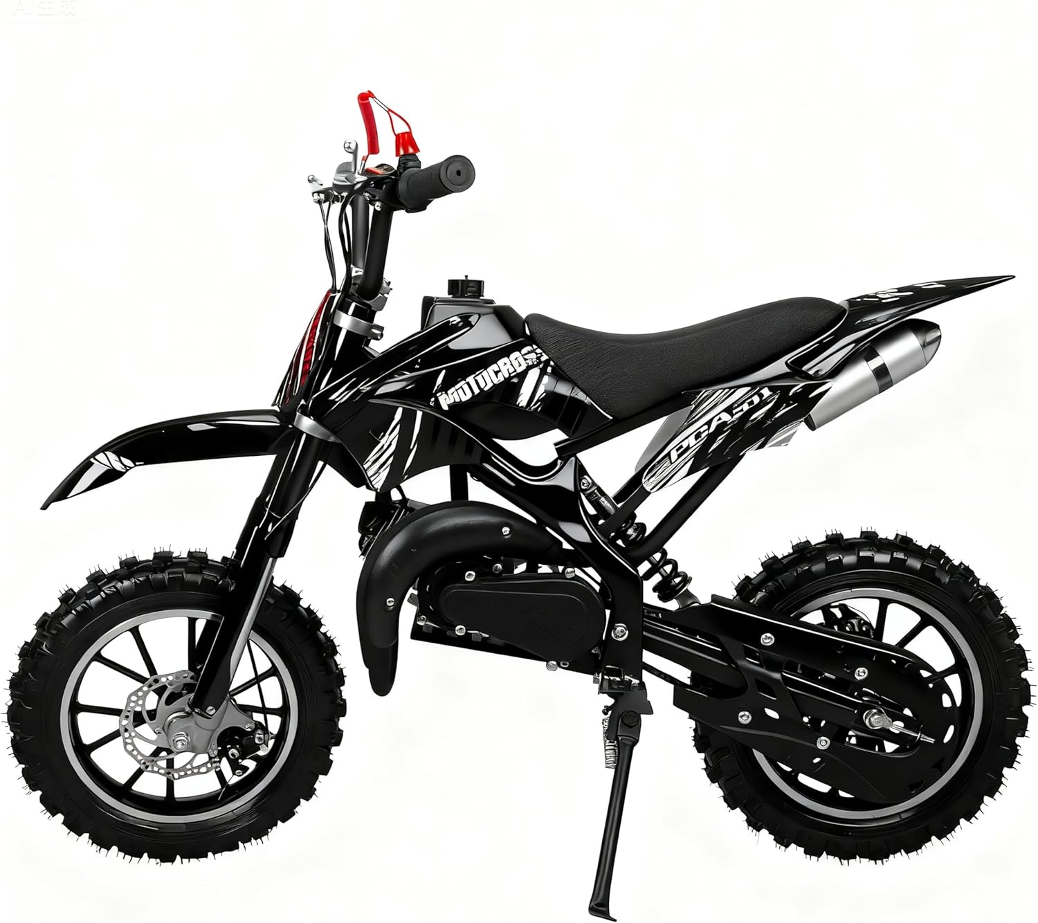 49cc Kids Dirt Bike,2-Stroke,Mini Motorcycle for Kids 13-17 with Front Rear Disc Brakes,Off-Road Tires,Shock Absorption,Soft Seat Cushion Max Speed 25mph,2025 Upgraded(Black)