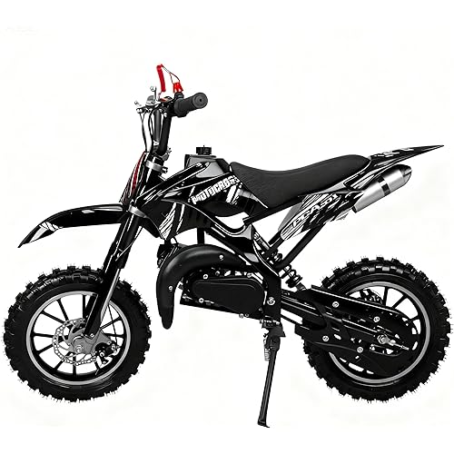 50cc Kids Dirt Bike,Dirt Bike for Kids,Gas Dirt Bikes with 2-Stoke,Off Road Motorcycle for kids 5-17 with Front/Rear Disc Brakes, Shock Absorption, Soft Seat Cushion