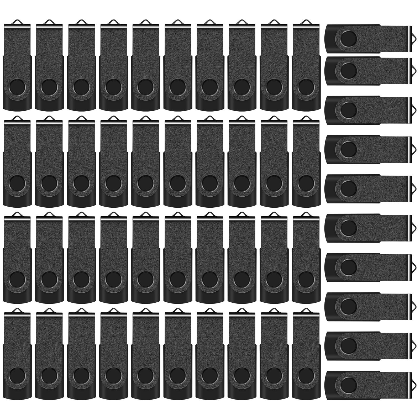 AreTop Paquete de 50 unidades flash USB 2.0 de 16 GB a granel, unidad de pulgar giratoria, unidades USB a granel (paquete de 50 unidades de 16 GB, negro)