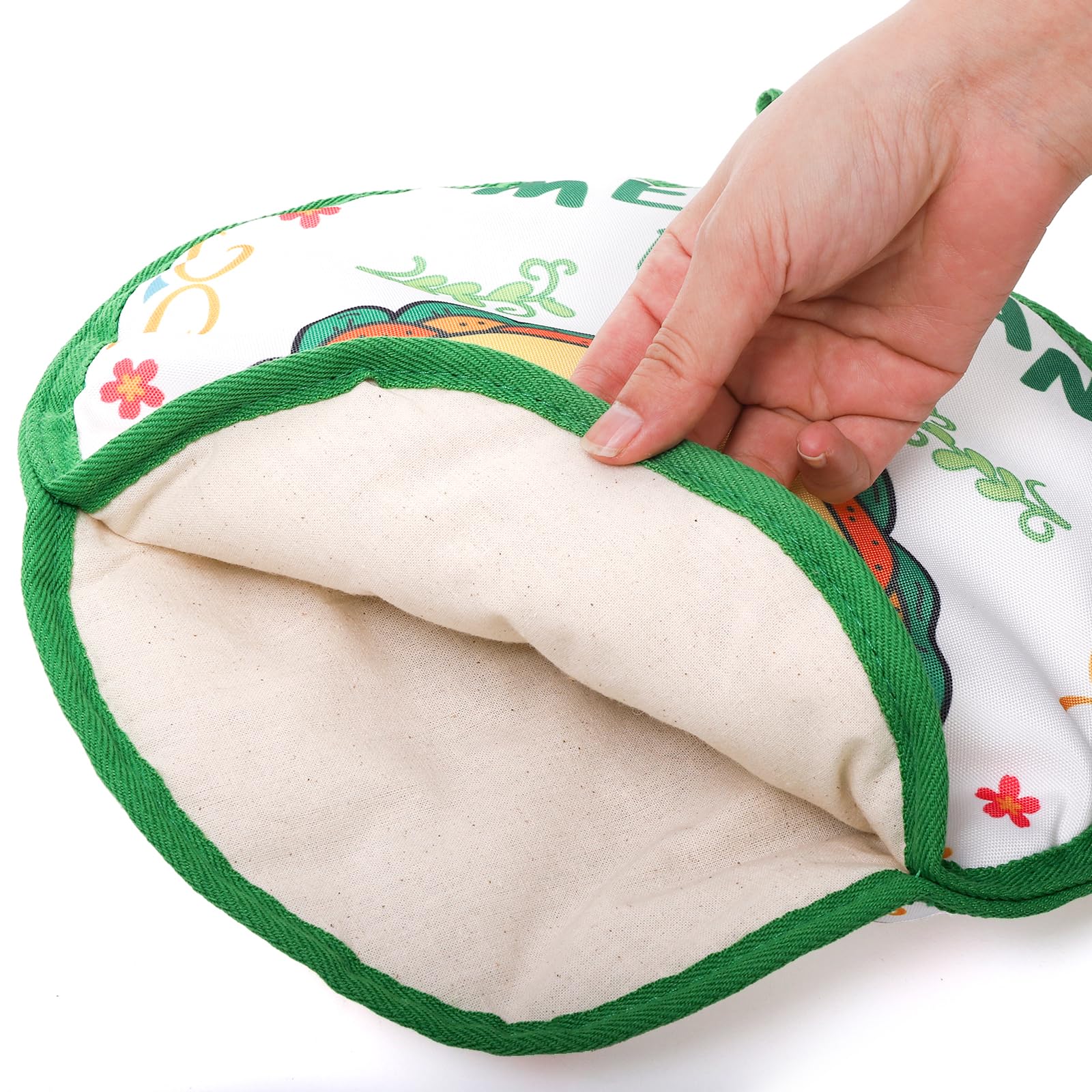MOPOOR Tortilla Warmer Pouch 12 Inch Insulated & Microwaveable Fabric Tortilla Keeper Holder Keeps Warm Corn Flour Taco Pizza Bread One Hour - View #11