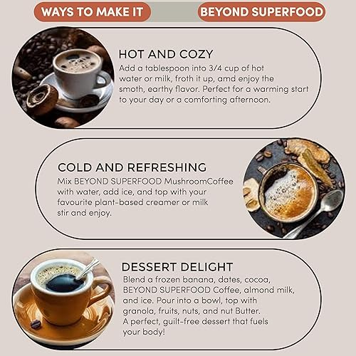 Miniatura 5 de Trending - Café de hongos  7 hongos adaptogénicos  orgánico  Café instantáneo  Aceite MCT  Mejor energía, enfoque, digestión, trompeta rey,