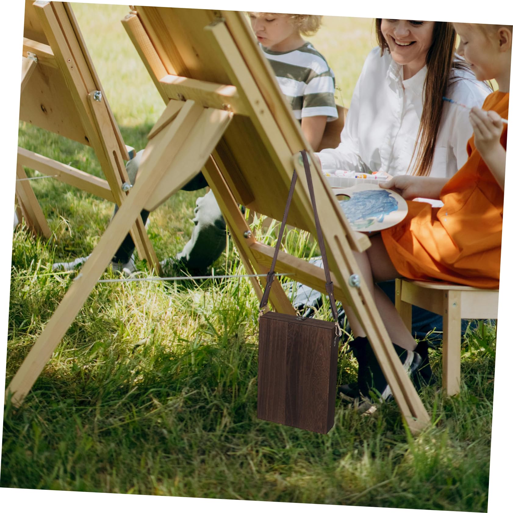 Scatola Portaoggetti in Legno con Coperchio, Design Portatile ed Elegante e Organizzazione di Cancelleria per Artisti e Ufficio, per Pittura All'aperto
